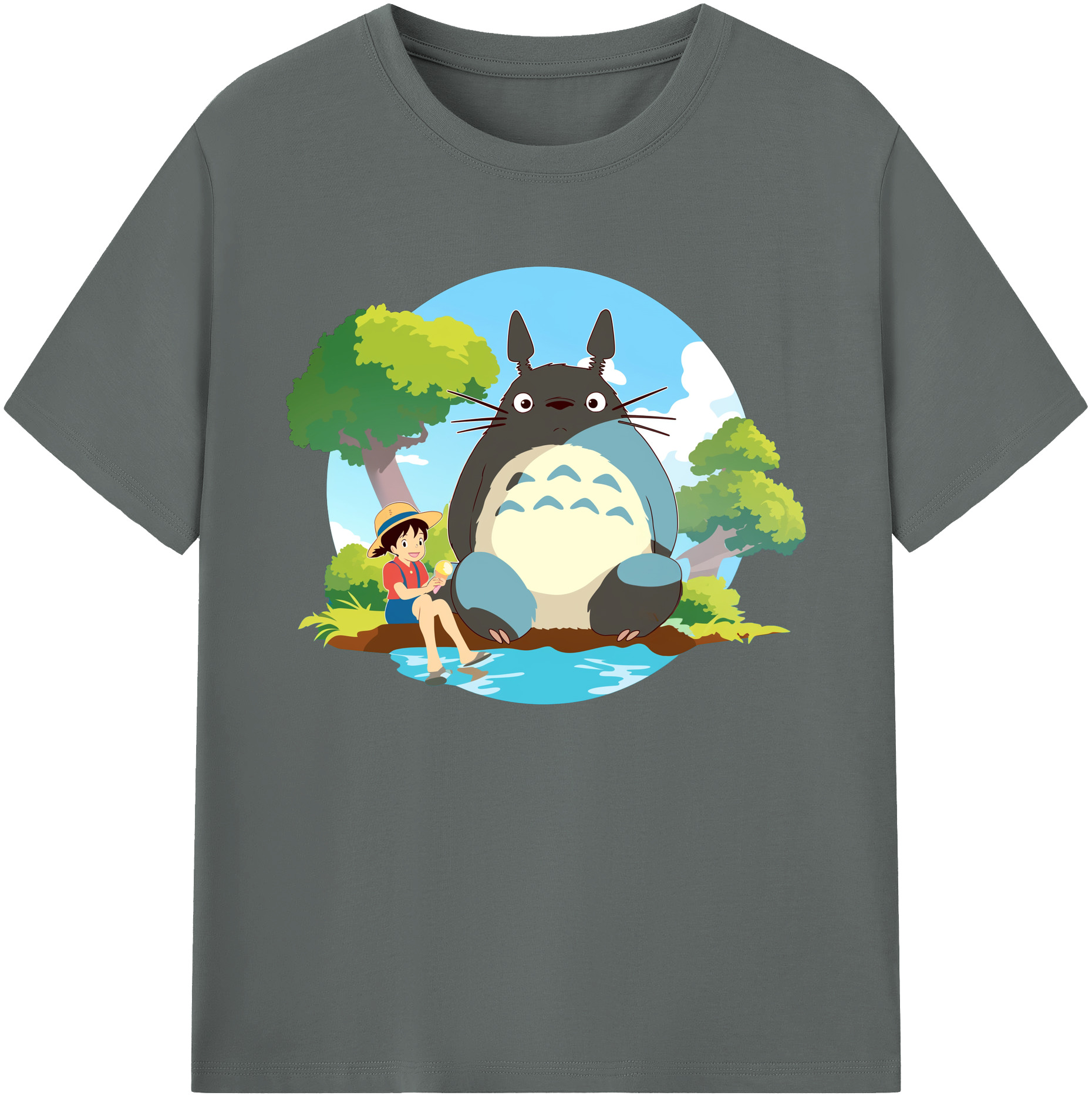 （画像用） となりのトトロ 草壁メイ 草壁サツキ My Neighbor Totoro Satsuki Kusakabe Mei Kusakabe 綿100％ メンズ半袖Tシャツ｜肌触りやわらか＆通気性